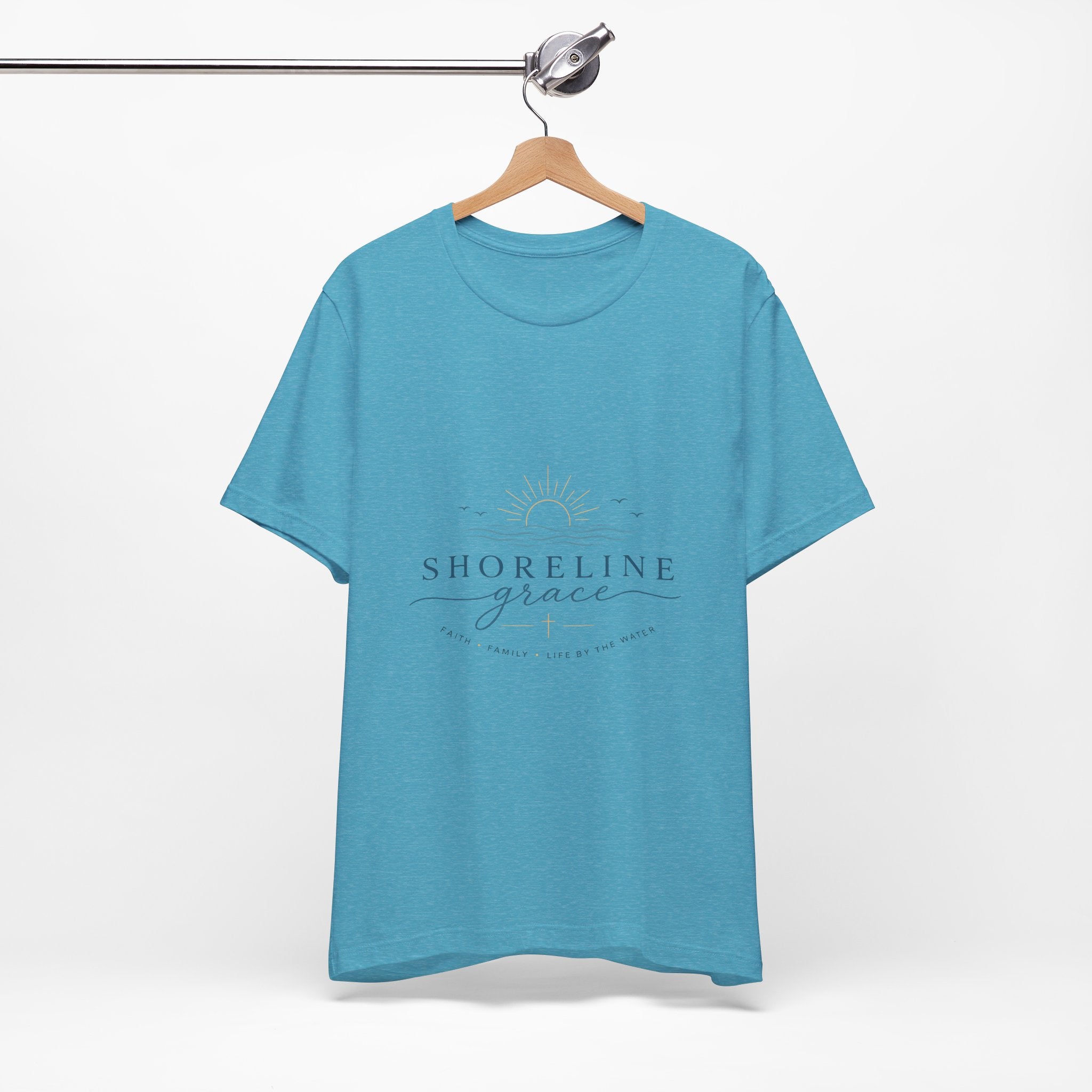 Shoreline Grace Tee — Coastal Sun & Waves Graphic T‑Shirt