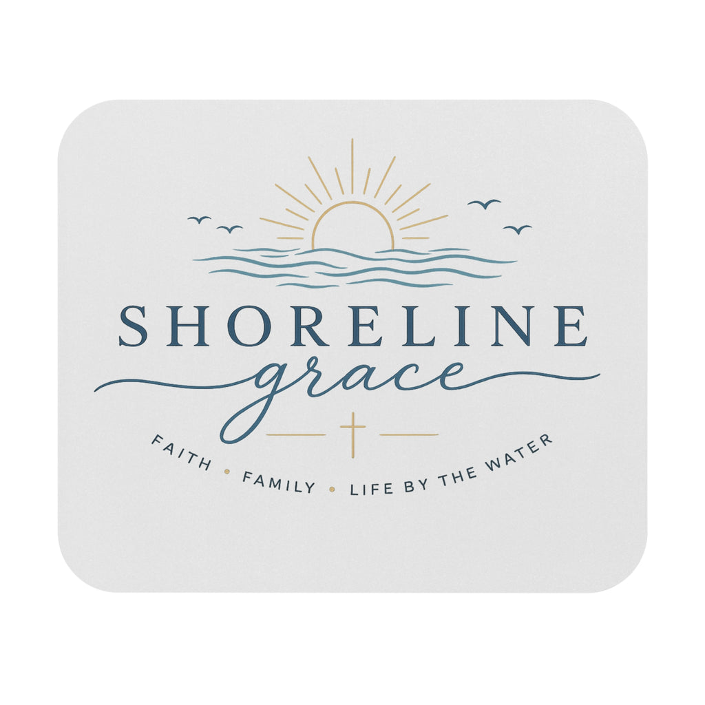 Shoreline Grace Mouse Pad — Faith & Family Coastal Desk Mat