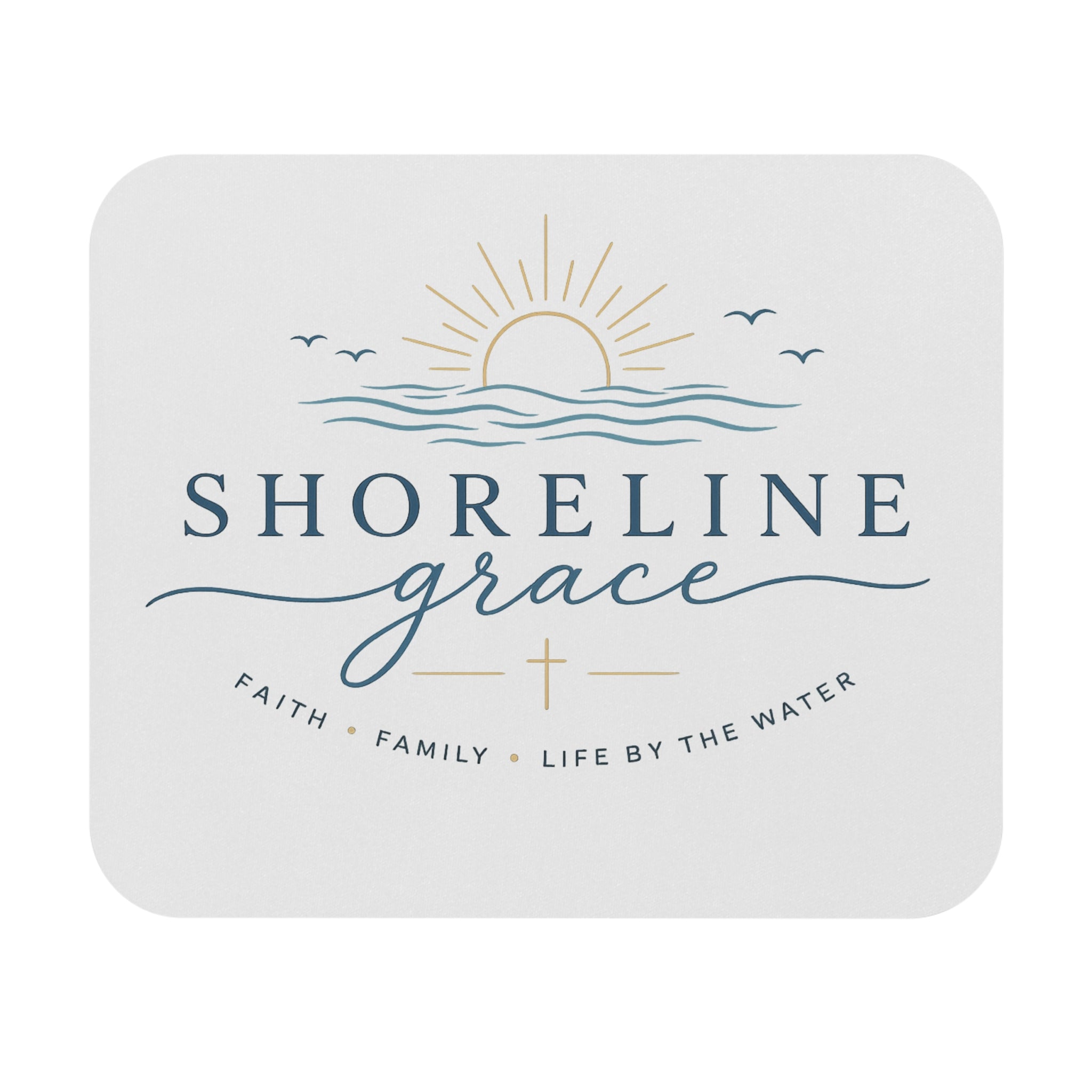 Shoreline Grace Mouse Pad — Faith & Family Coastal Desk Mat
