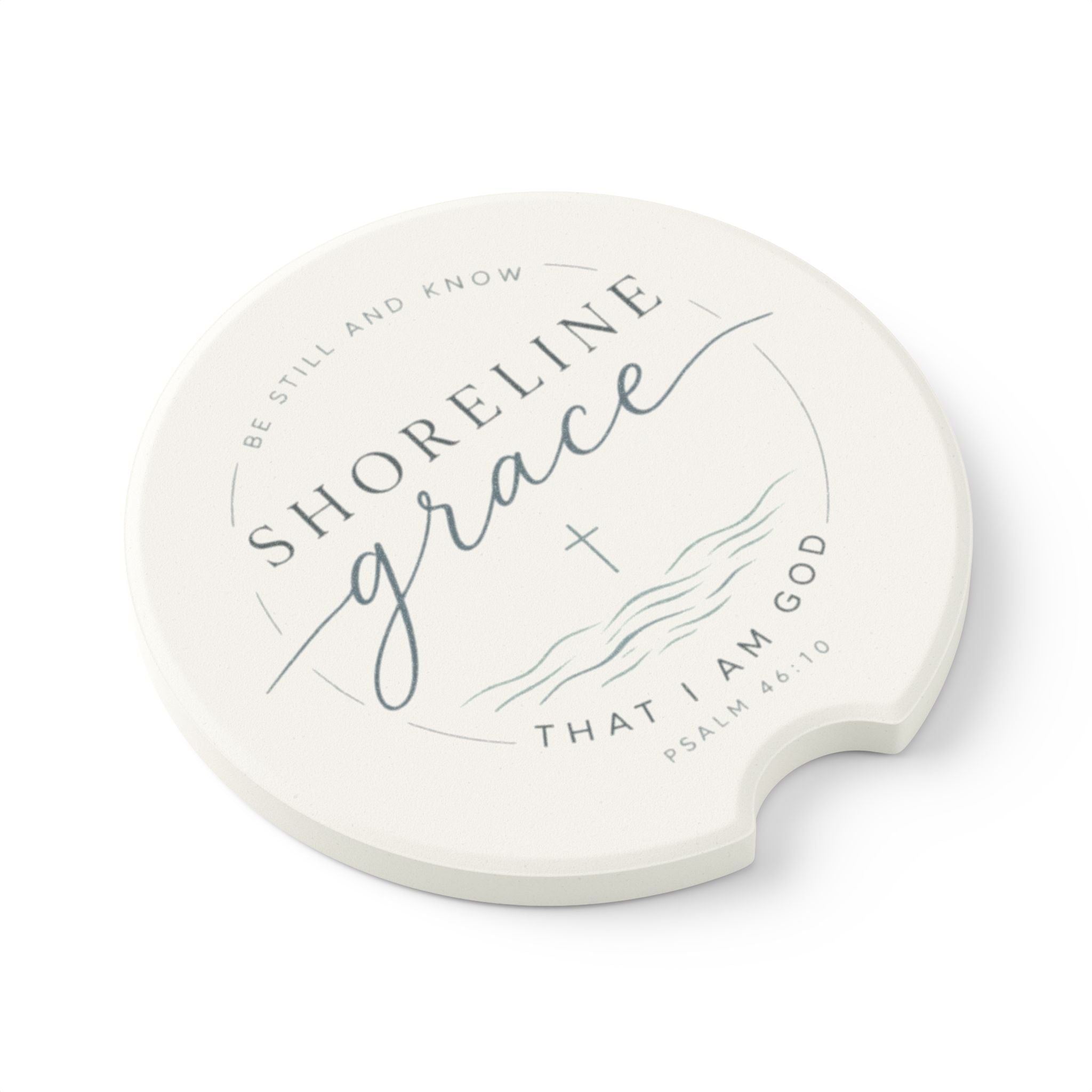 Soapstone Car Coaster — Shoreline Grace Psalm 46:10 Inspirational Coastal Car Cup Holder Insert