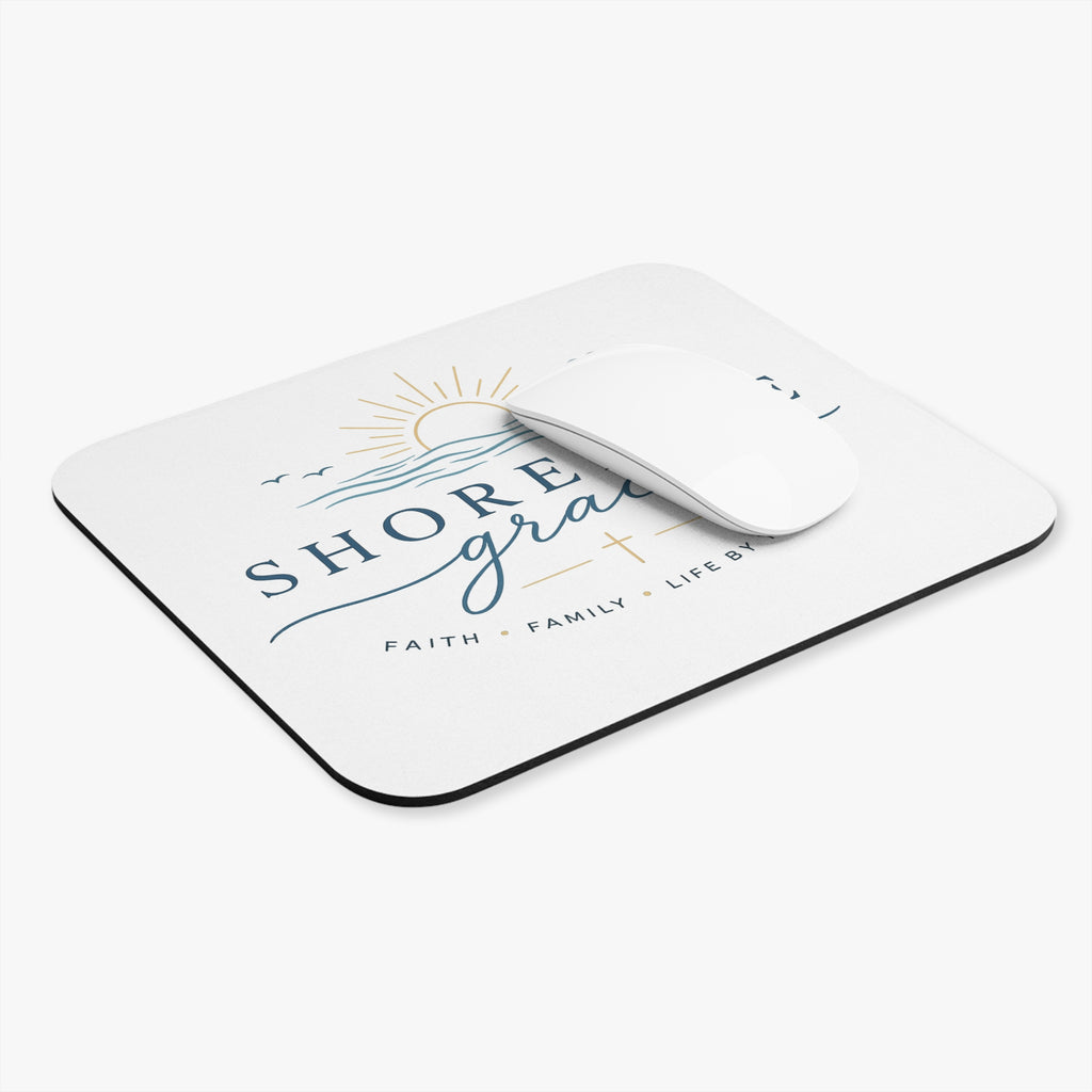 Shoreline Grace Mouse Pad — Faith & Family Coastal Desk Mat